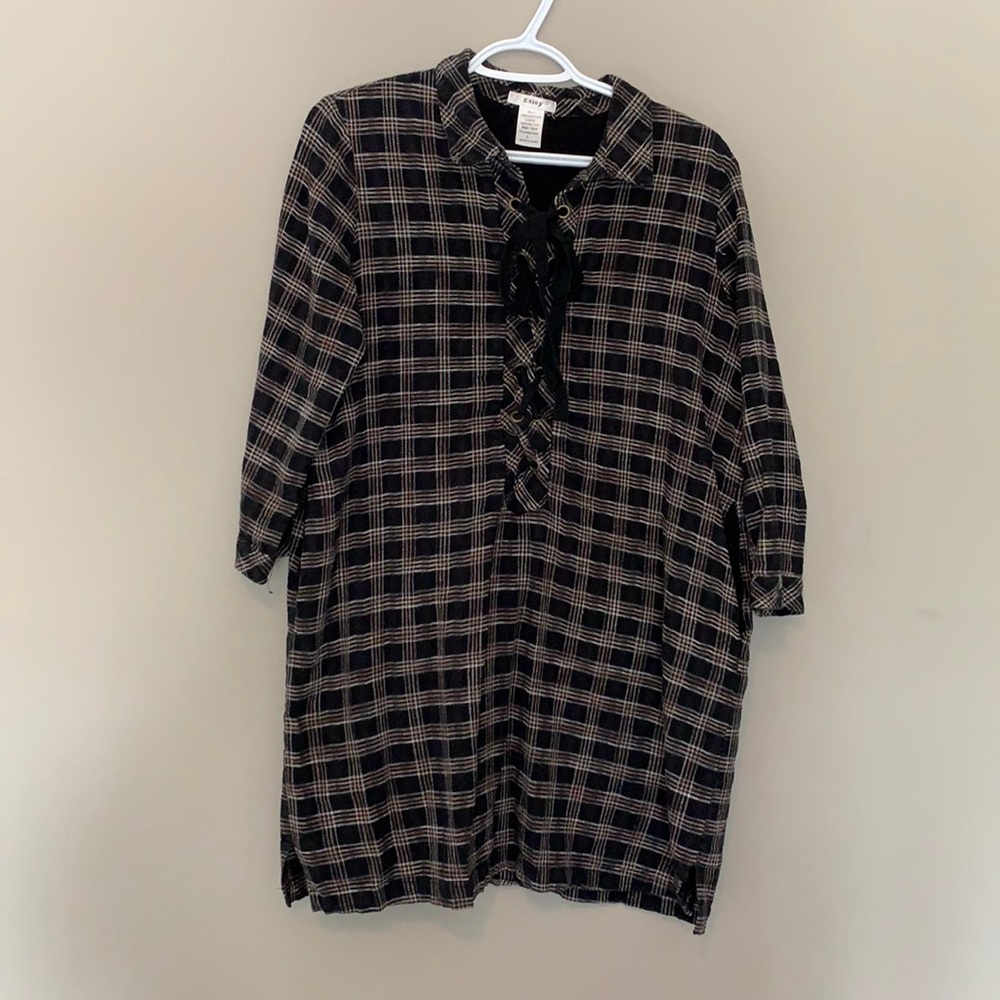 Esley Plaid Tunic- L